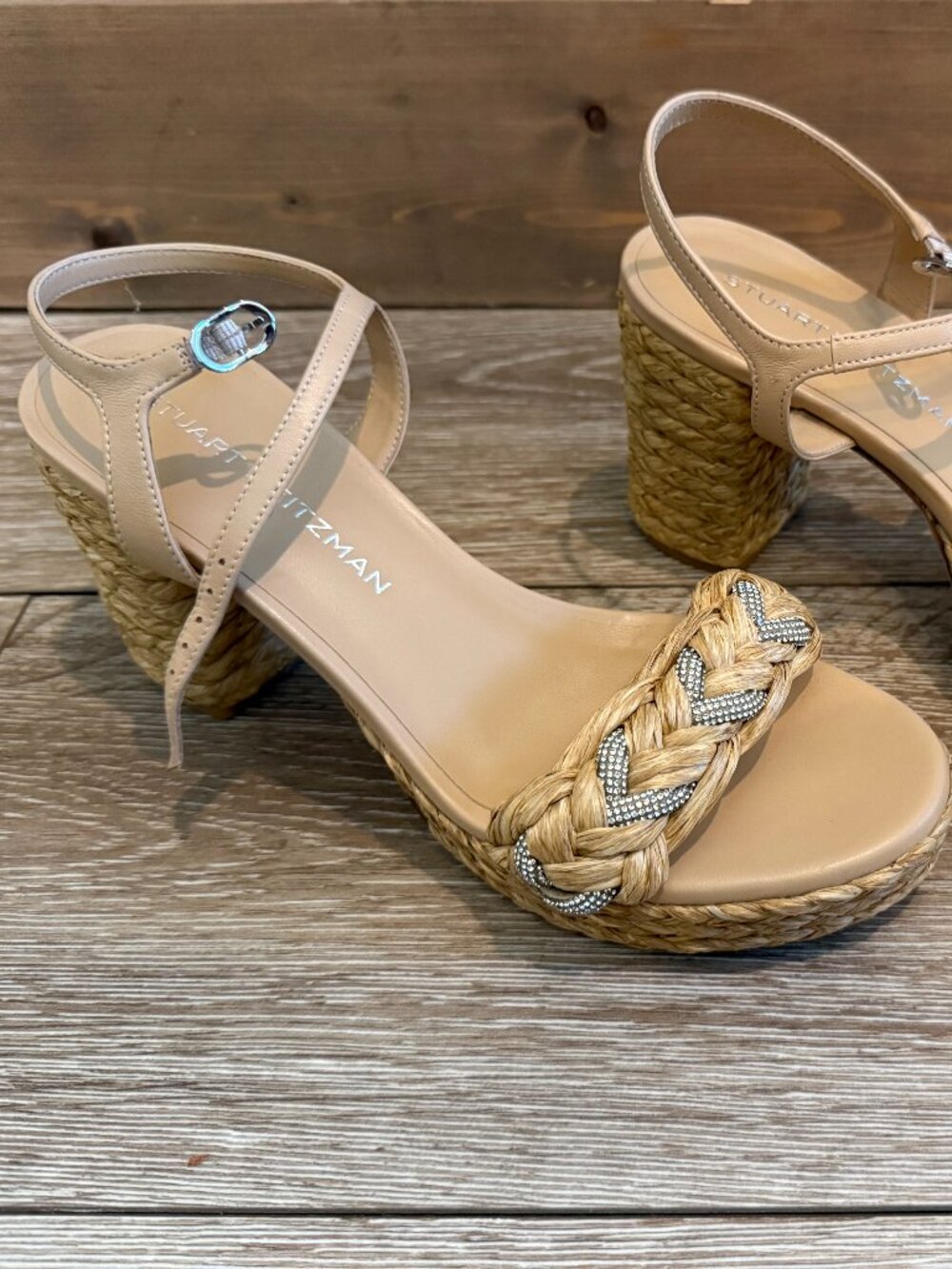 Stuart Weitzman Lana Raffia Sandals Size 10